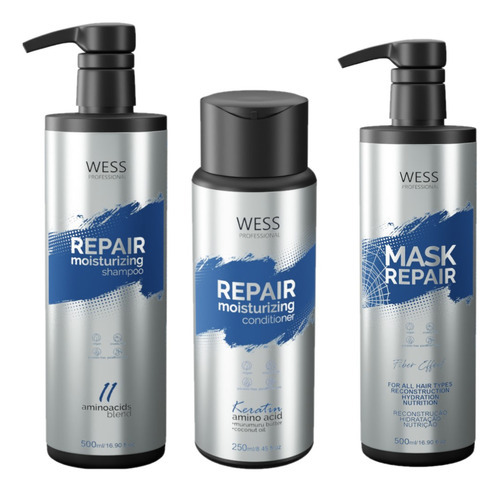 Kit Wess Repair Sh 500ml + Cond 250ml + Mask 500ml