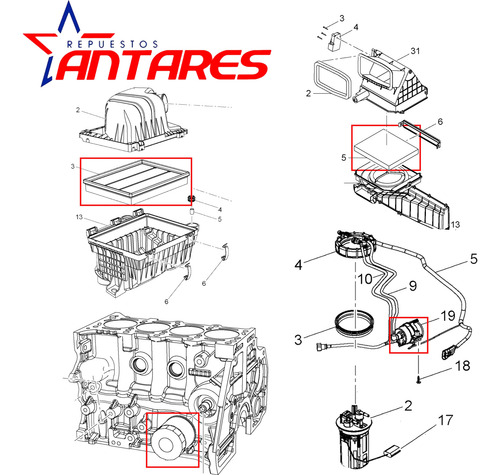 Imagen 3 de 7 de Kit Afinamiento Chevrolet Sail 1.4 2011-2016 Filtros Bujias