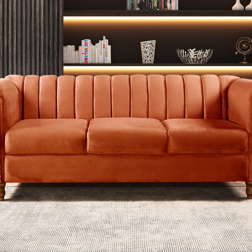 Sofá Chesterfield Realeza 3 Lugares Decoração Retrô Wt