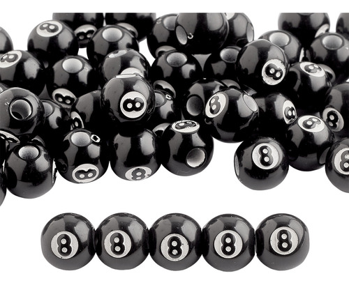 Cuentas Deportivas Bola 8 Pool 10mm X 25gr 30 Unidades