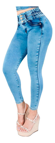 Jeans Mujer Pantalón Colombiano Mezclilla Strech Push Up 017