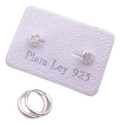 comprar Set 1 Par De Abridores Corazon 4mm +1 Par De Argollas Plata  comprar Set 1 Par De Abridores Corazon 4mm +1 Par De Argollas Plata