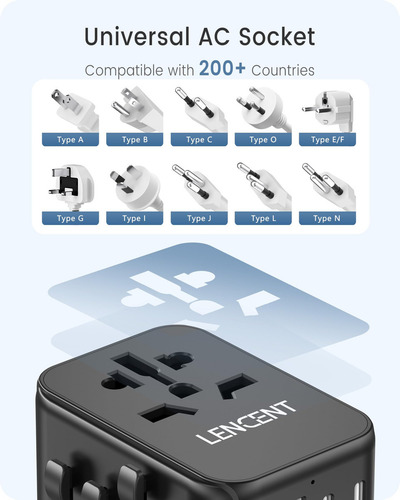 Lencent Adaptador Universal De Viaje Cargador Universal Con