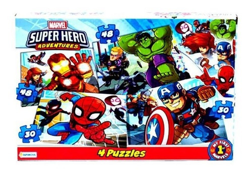 Imagen 1 de 1 de Rompecabezas 4 Puzzles 48/30 Pzas Marvel Avengers Super Hero