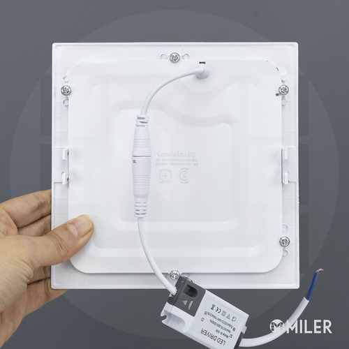 Imagen 3 de 10 de Panel Embutir Led 12w Cuadrado Marco Blanco Ø17cm