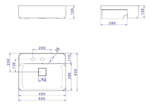 Cuba Deca Semiencaixe Retangular L63050 Com Mesa 17 Branco