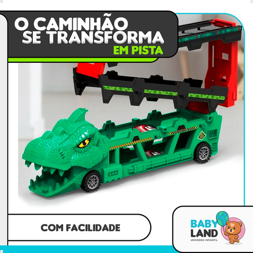 Caminhão Cegonha Carreta Dinossauros Com Pista E Carrinhos