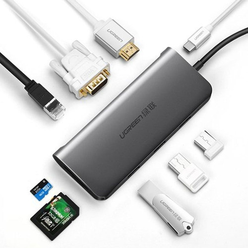 Hub Multipuerto Ugreen 80133 Usb-c A Hdmi Vga Lan Usb Cards