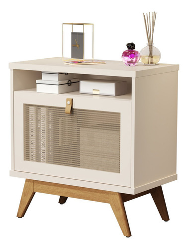 Mesa Cabeceira Jb 2300 Com Porta Em Rattan E Puxador Jb