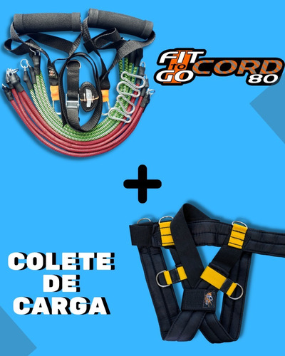 Imagem 2 de 10 de Elásticos Para Exercícios 80kg + Agachamento Colete De Carga