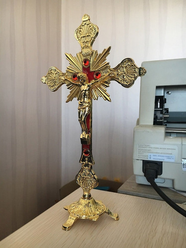 Crucifijo De Pie Dorado Jesucristo Cruz De La Iglesia Crista