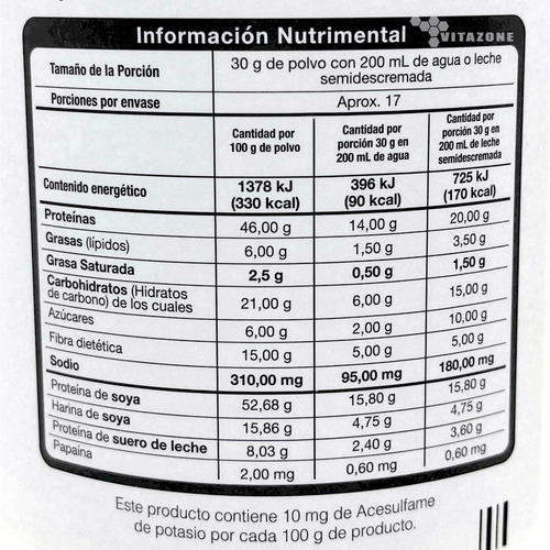 Imagen 2 de 6 de Malteada Enersoy Alimento De Soya Fresa 500 Grs Vitaminas