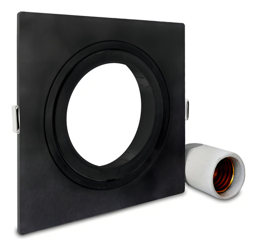 Spot Embutir Quadrado Face Plana Par30 E27 Biv Pr Cor Preto 127/220V