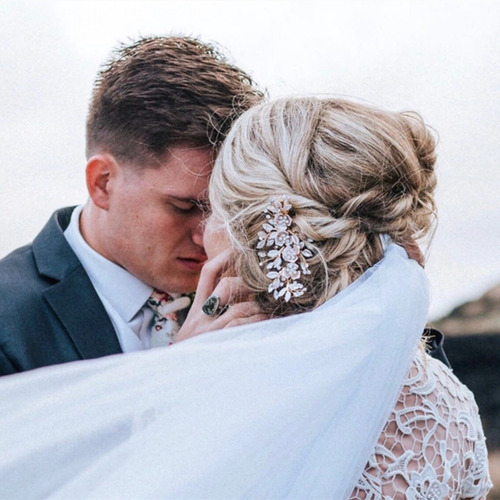 Pasador De Novia Clip De Diamantes De Imitación Flores 1pz