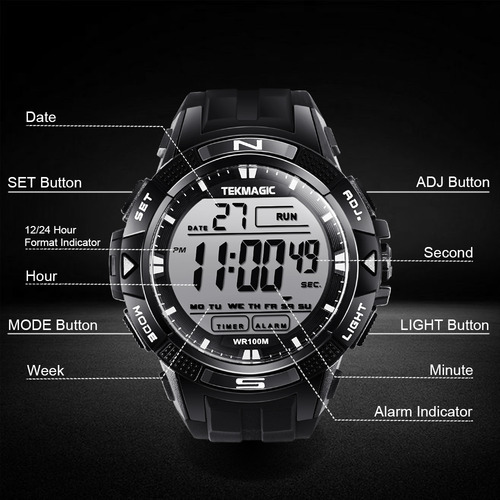 Reloj Deportivo Digital Impermeable100m Para Nadar Y Bucear