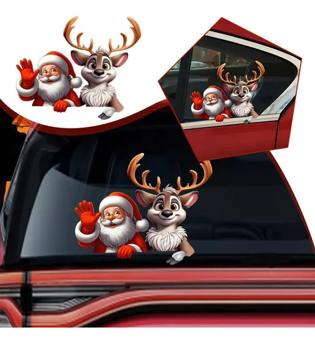Adhesivo Navideño Con Forma De Alce De Papá Noel Para La Ven