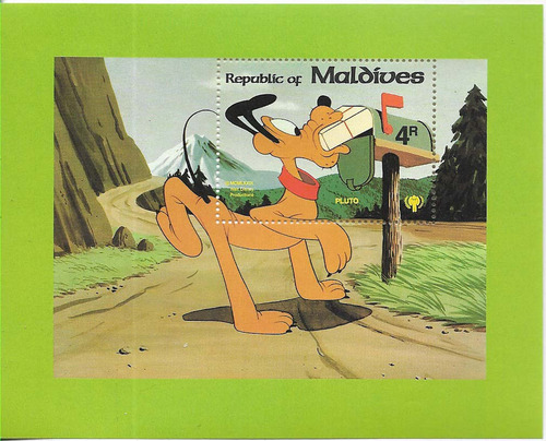 #19205 Disney 1979 Maldives Pluto Pelicula Comic S/hoja Mnh