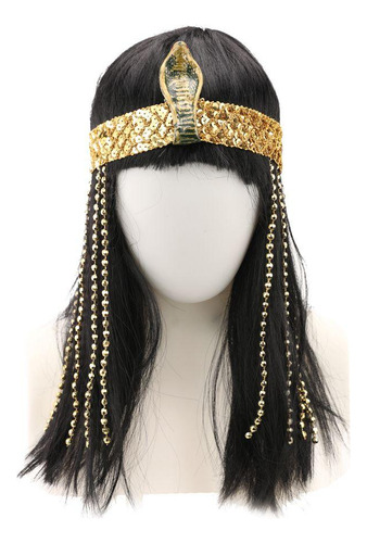 Peruca Cleopatra Egito Dourado Para Fantasia 45cm 1un