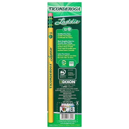 Ticonderoga Madera Con Carcasa Lápices Laddie, 2 Hb Blandos,