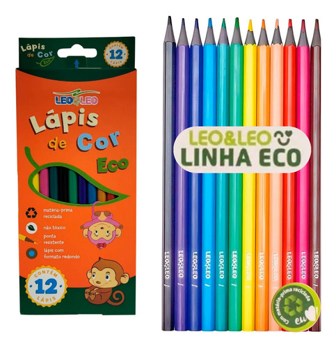 Comprar Kit 2 Caixas Lápis De Cor 12 Cores Grande Leo Eco