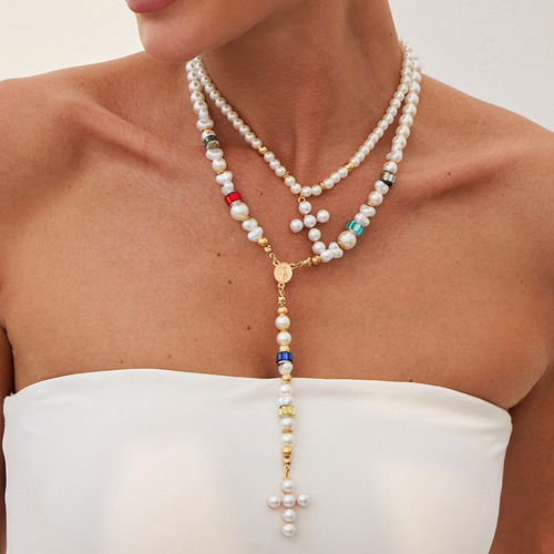 Collar De Cadena De Perlas De Imitación Con Colgante En Form