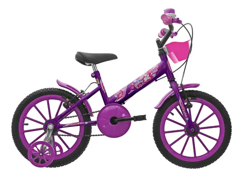 Bicicleta Infantil Aro 16 3 4 5 6 7 8 Anos Com Rodinha Kids Cor LILÁS - ROSA