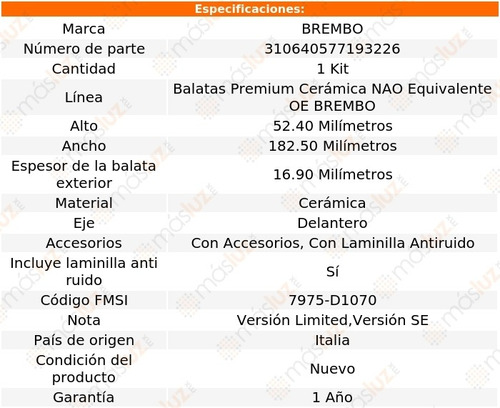 Balatas Ceramicas Del Ford Freestyle 05/07 Brembo
