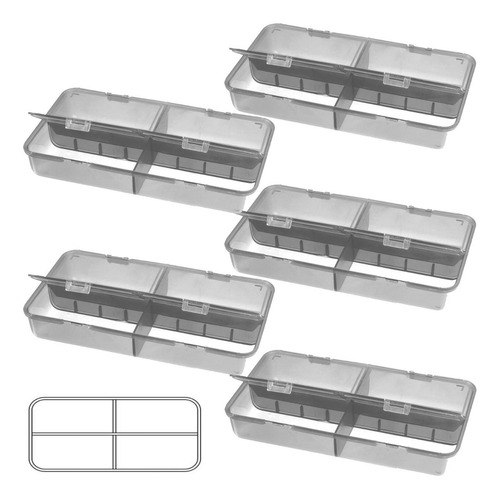 5 Cajas Plásticas Organizador Gavet 4 Div Multiuso 18x9,5 Cm