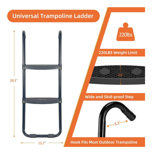 Escalera De Trampolín Jumpfly, 2 Pasos De Trampolín Con De A