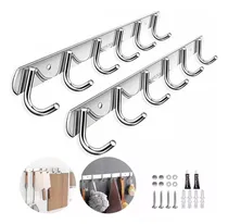 Comprar 4pzs Percheros Acero Inox 6 Ganchos Pared Gancho