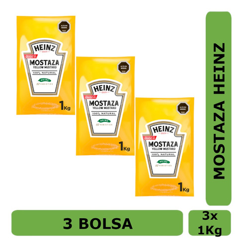 Mostaza Heinz 3 Bolsas De 1 Kg