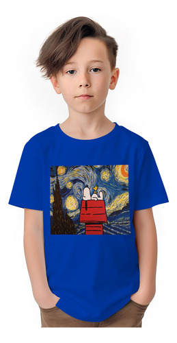 Polera Niños Snoopy Van Gogh Noche Peanuts 100% Algodon Wiwi