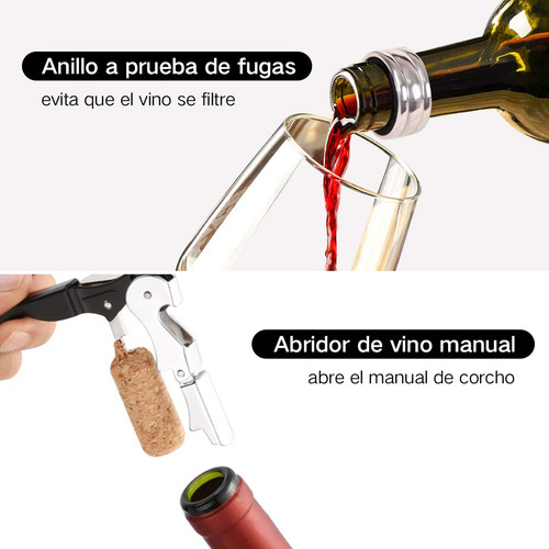 Sacacorchos Eléctrico 6 En 1 Automático Con Accesorios Acero
