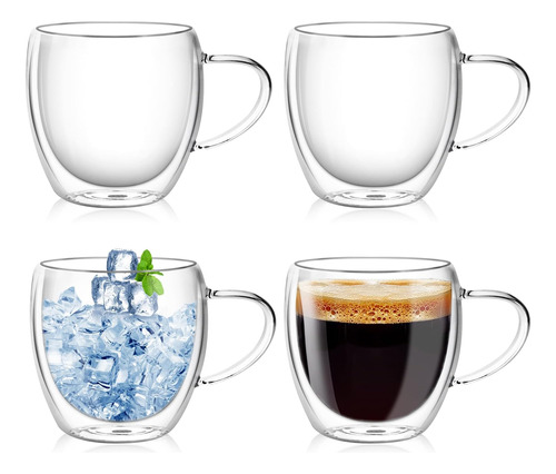 Lytdmsky Juego De 4 Tazas De Café De Doble Pared, Juego De T