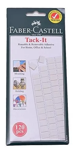 Faber-Castell Reusable Removable Adhesive Tacky Putty White Tack, Poster &  Multipurpose Wall Safe Sticky Tack (120 Pieces)