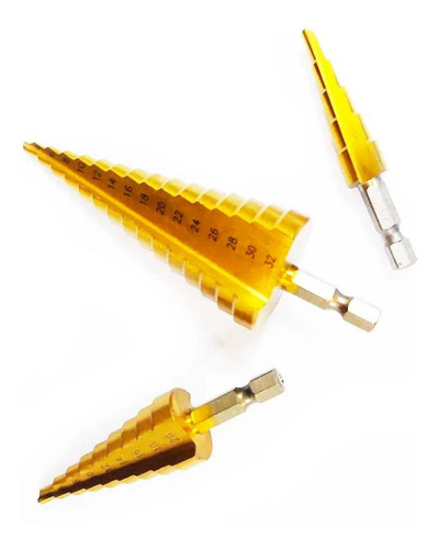 Set 3 Brocas Conica Escalonada 4 A 32 Mm Paso A Paso