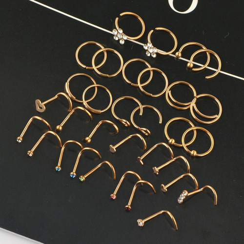 Anillos Nasales De 20 G Para Mujer, 32 Unidades