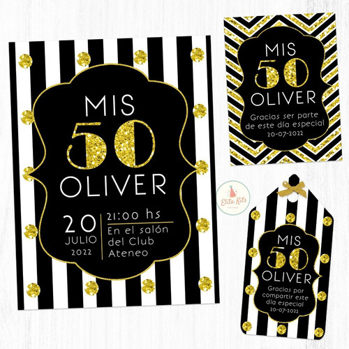 Kit Imprimible 50 Años Hombre Cumple + Banner, Personalizado
