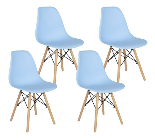 Set De 4 Sillas Holly Estilo Eames Colores Asiento Azul