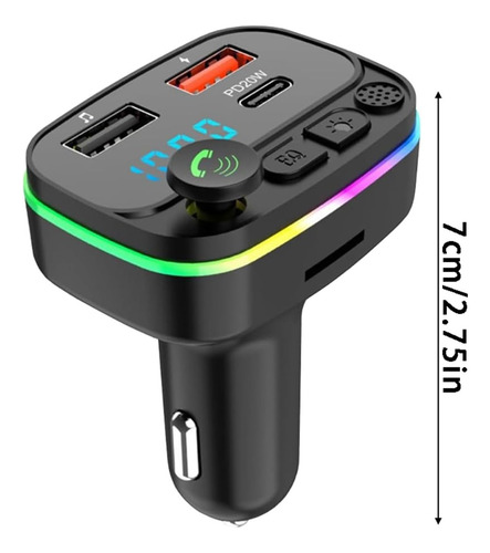 Receptor Bluetooth Auto Transmisor Fm Mp3 Cargador Usb P3