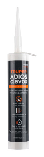 Adhesivo De Montaje Adiós Clavos, 420 G, Truper 102280