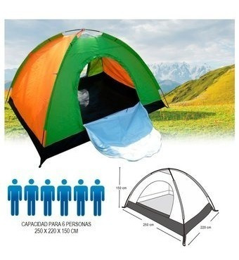 Carpa Camping 6 Personas  Armable Colores Varios