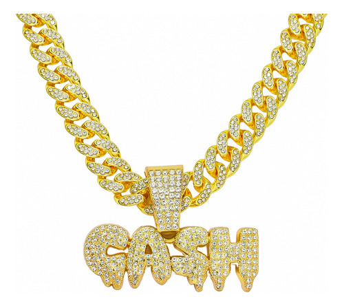 Gash Full Diamond Letter Collar Colgante Hombres Estilo Punk