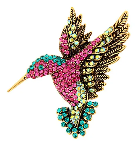 Diamante Precioso Colibrí Animal Broche Alfileres Ropa