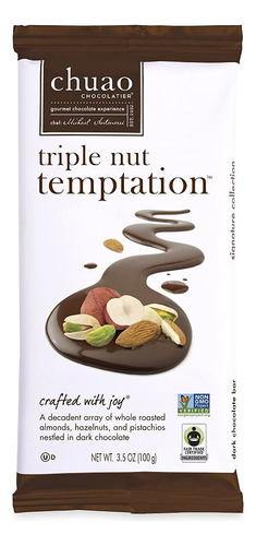 Barras De Chocolate Negro Triple Nut Temptation 3 Unidades