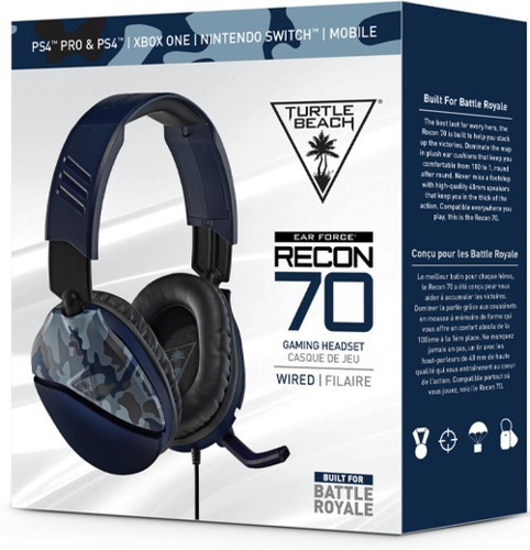 Auricular Ps4 Pc Xbox Turtle Beach Recon 70 Azul Camuflado
