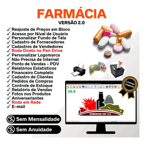 Sistema Sem Mensalidade Para Farmácia 24hrs + Pdv + Vendas