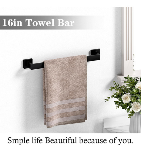 Accesorios De Hardware De Baño Negro De 5 Piezas Matte, Jueg