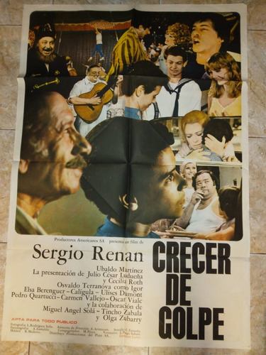 Poster Pelicula - Crecer De Golpe - Año 1977 - Sergio Renan