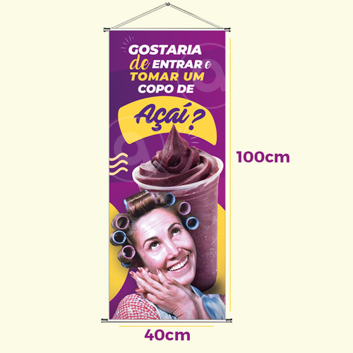 Banner Açaí Criativo - Alta Resolução - Comercio - 100x40cm